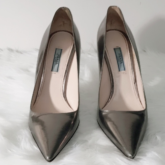 prada metallic heels